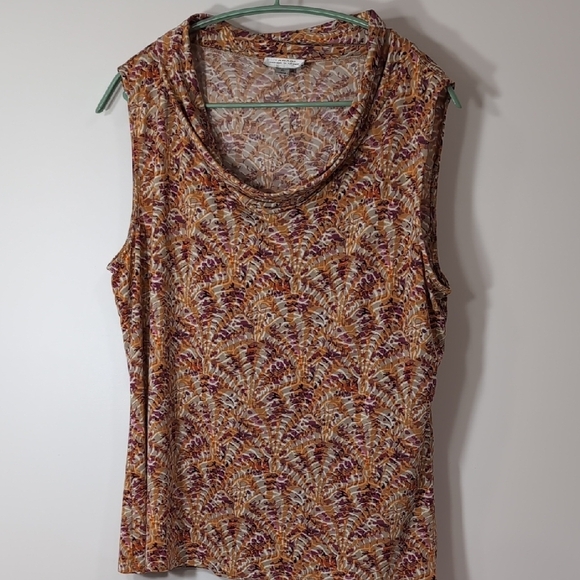 Tahari | Pink and Orange Abstract Sleeveless Tank Top Size XL - Picture 1 of 7